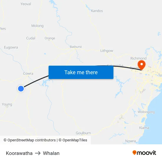 Koorawatha to Whalan map