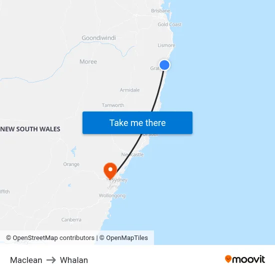 Maclean to Whalan map