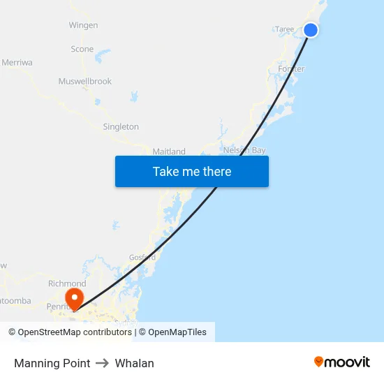 Manning Point to Whalan map