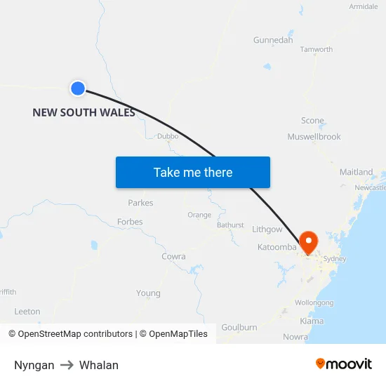 Nyngan to Whalan map