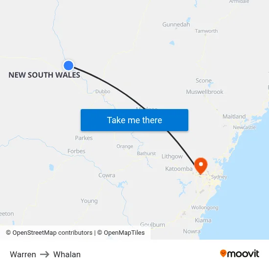 Warren to Whalan map