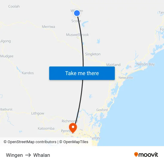 Wingen to Whalan map