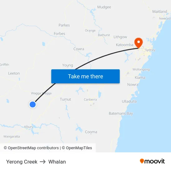 Yerong Creek to Whalan map