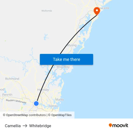 Camellia to Whitebridge map