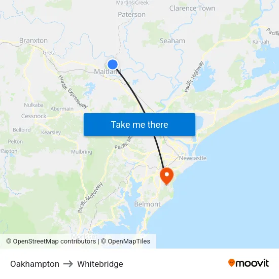 Oakhampton to Whitebridge map