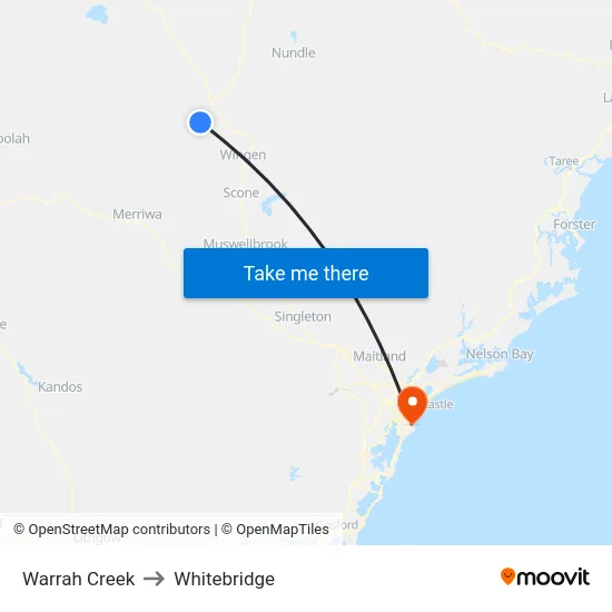 Warrah Creek to Whitebridge map