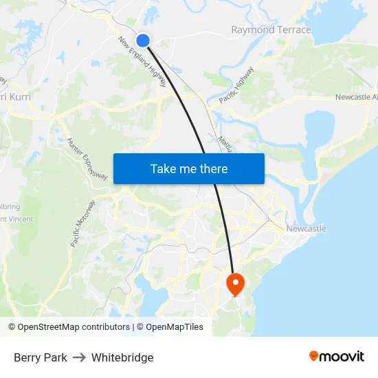 Berry Park to Whitebridge map
