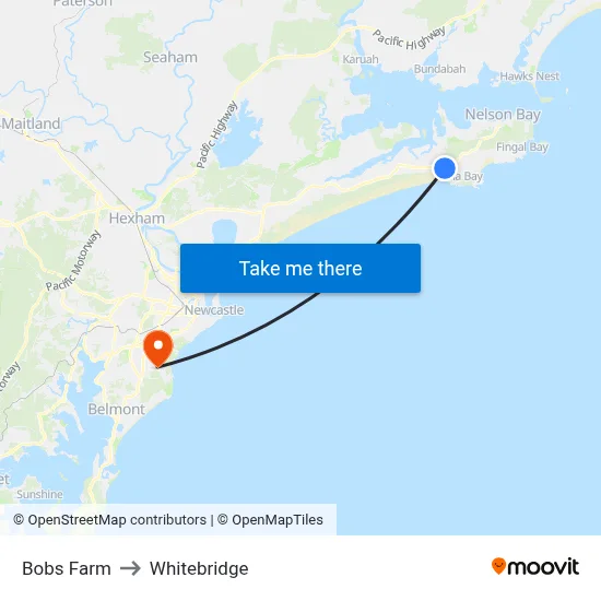 Bobs Farm to Whitebridge map