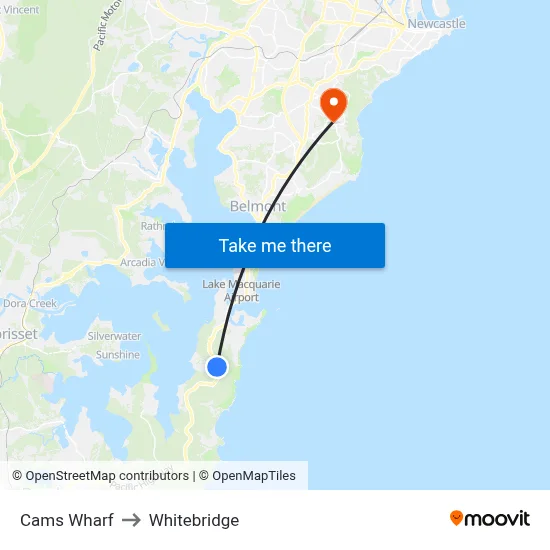 Cams Wharf to Whitebridge map