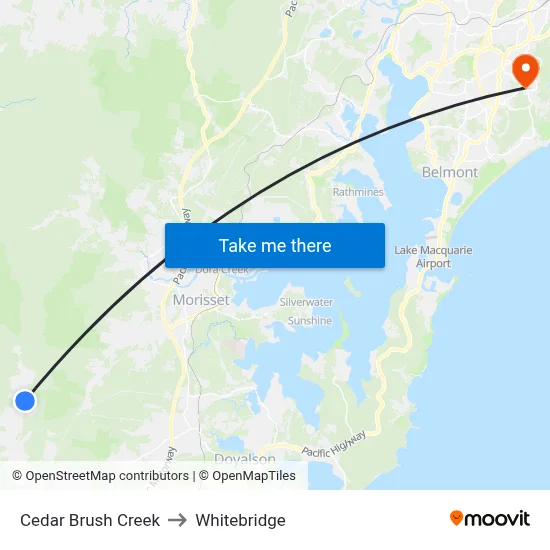 Cedar Brush Creek to Whitebridge map