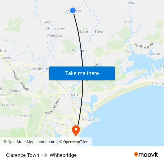 Clarence Town to Whitebridge map