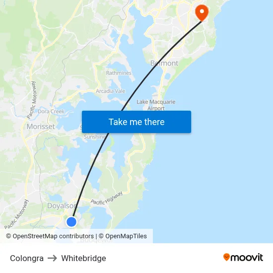 Colongra to Whitebridge map