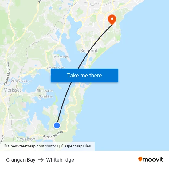 Crangan Bay to Whitebridge map