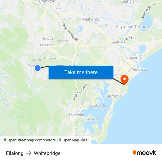Ellalong to Whitebridge map