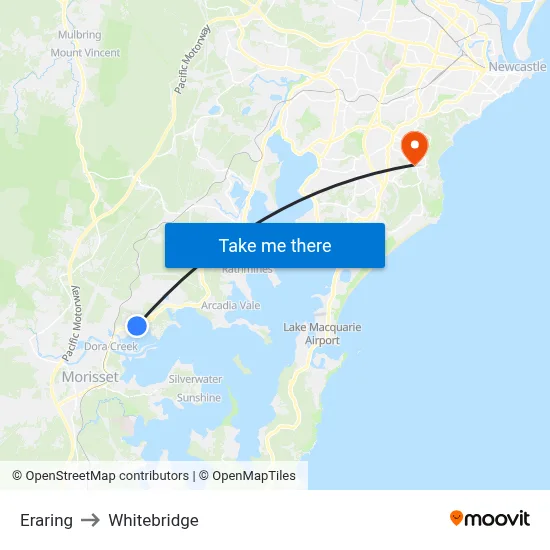 Eraring to Whitebridge map