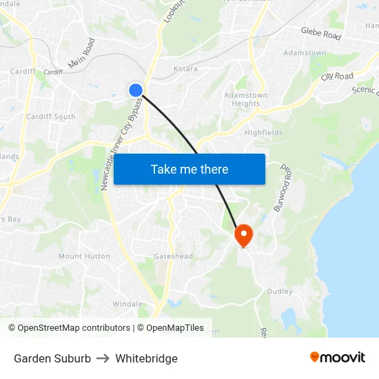 Garden Suburb to Whitebridge map