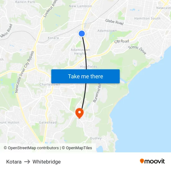 Kotara to Whitebridge map