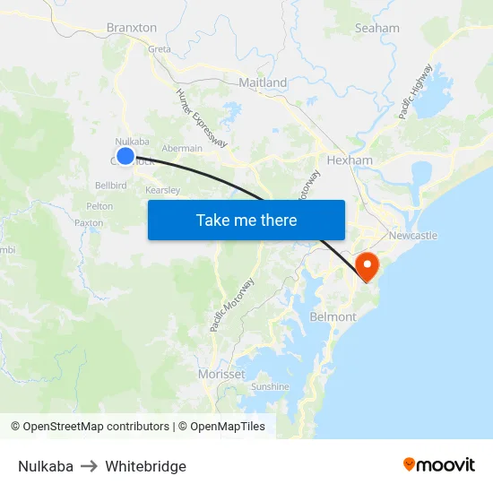 Nulkaba to Whitebridge map