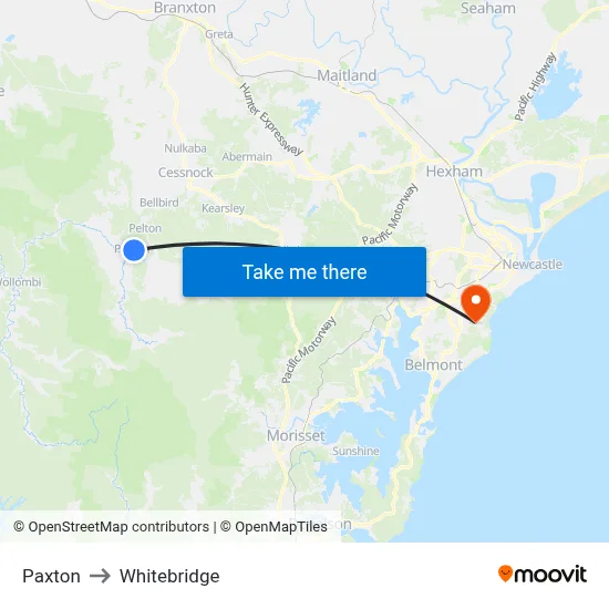 Paxton to Whitebridge map