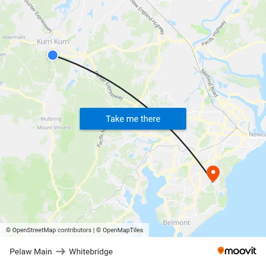 Pelaw Main to Whitebridge map