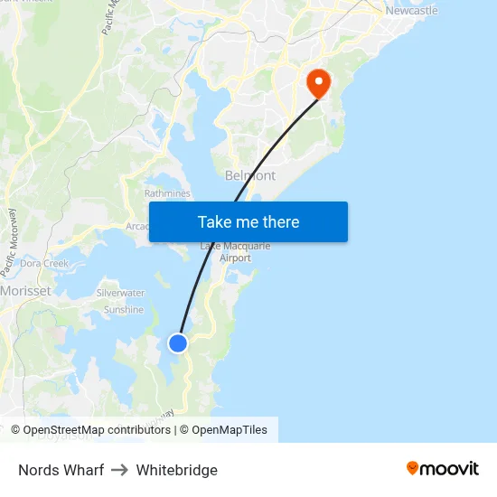 Nords Wharf to Whitebridge map