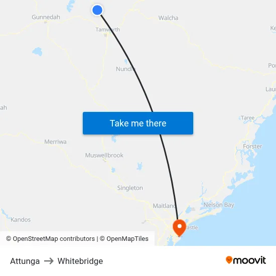 Attunga to Whitebridge map