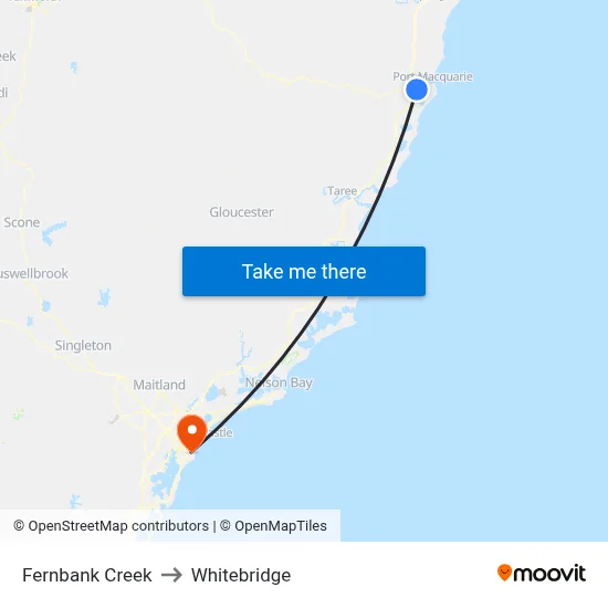 Fernbank Creek to Whitebridge map