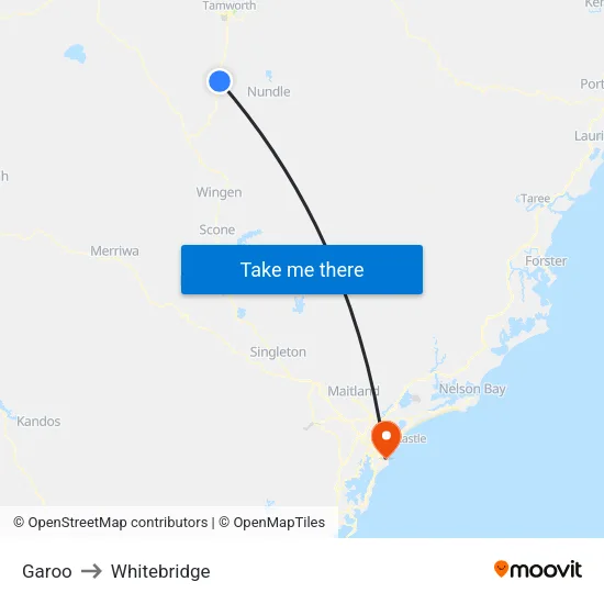 Garoo to Whitebridge map