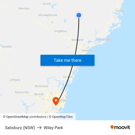 Salisbury (NSW) to Wiley Park map
