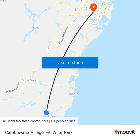 Cambewarra Village to Wiley Park map