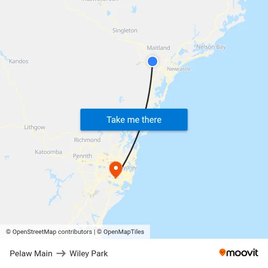 Pelaw Main to Wiley Park map