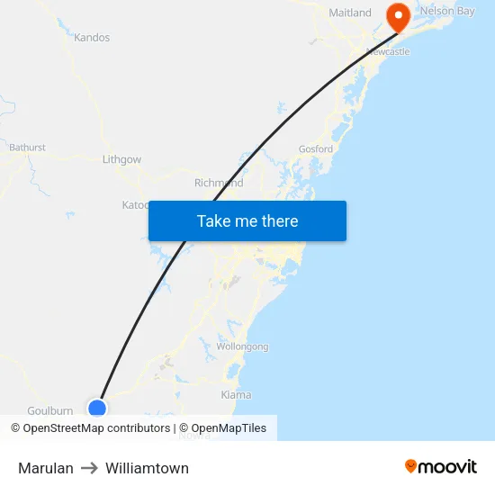 Marulan to Williamtown map