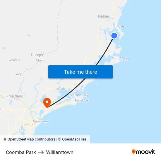 Coomba Park to Williamtown map