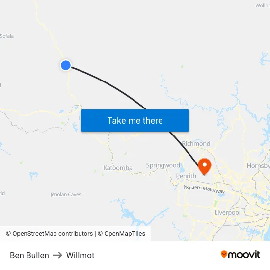 Ben Bullen to Willmot map