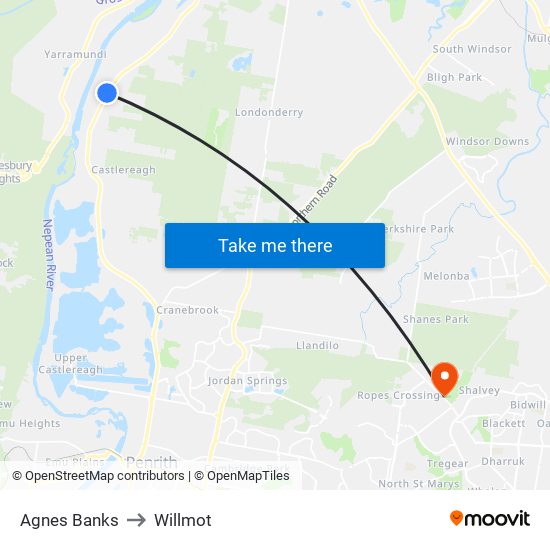 Agnes Banks to Willmot map