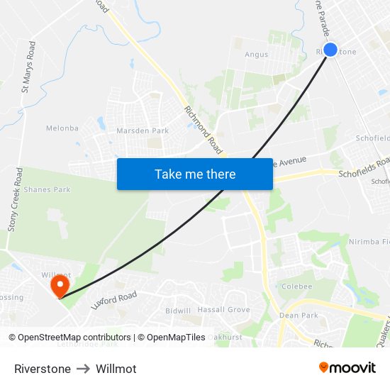 Riverstone to Willmot map