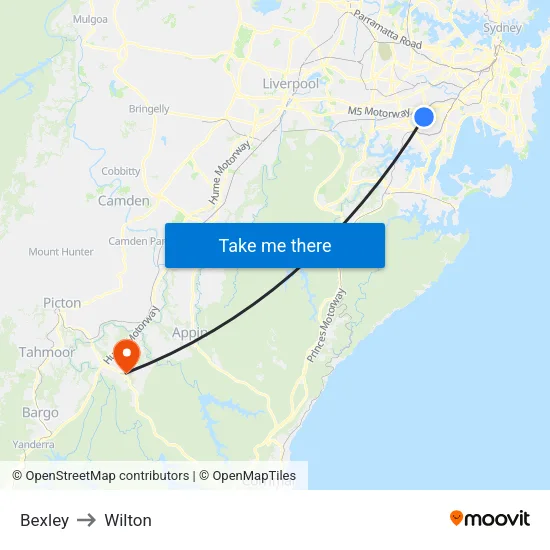 Bexley to Wilton map