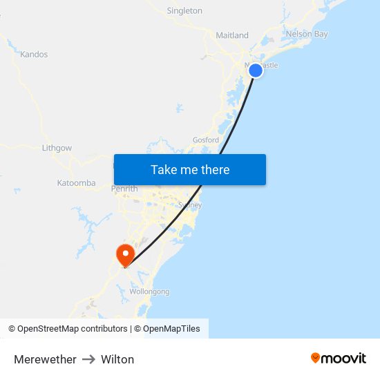 Merewether to Wilton map