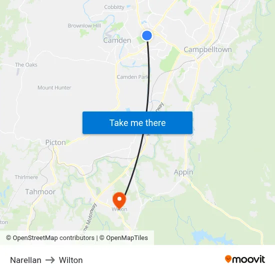 Narellan to Wilton map