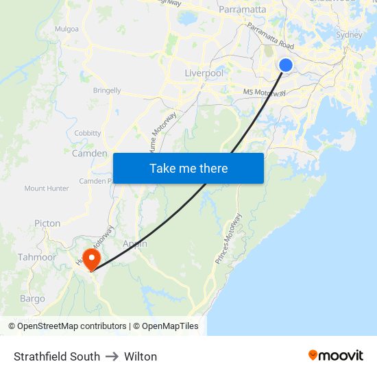 Strathfield South to Wilton map