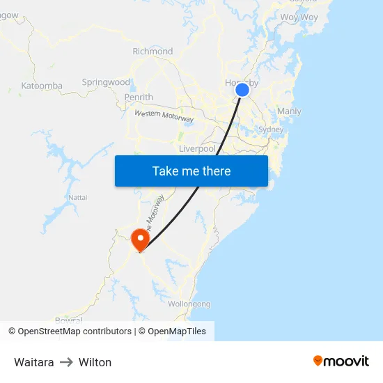 Waitara to Wilton map