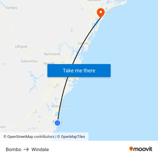 Bombo to Windale map