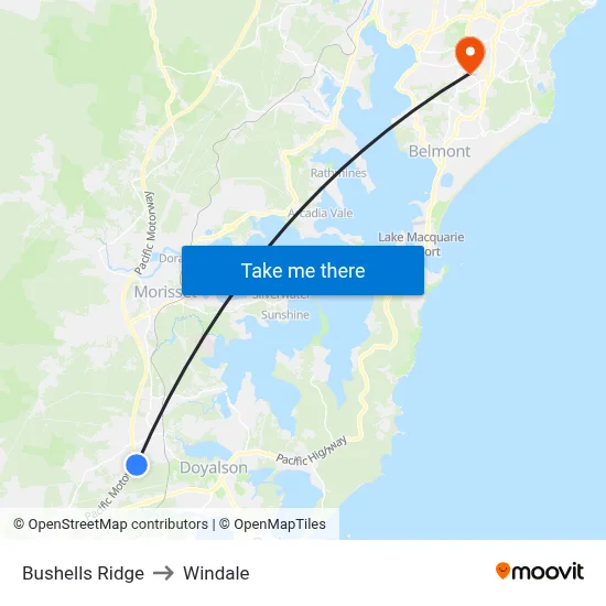 Bushells Ridge to Windale map