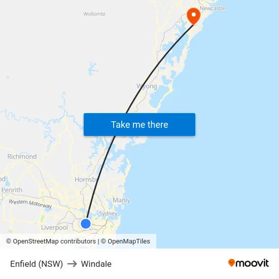 Enfield (NSW) to Windale map