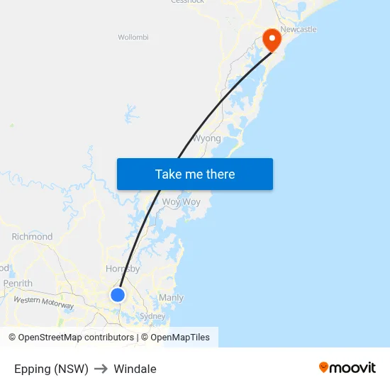 Epping (NSW) to Windale map