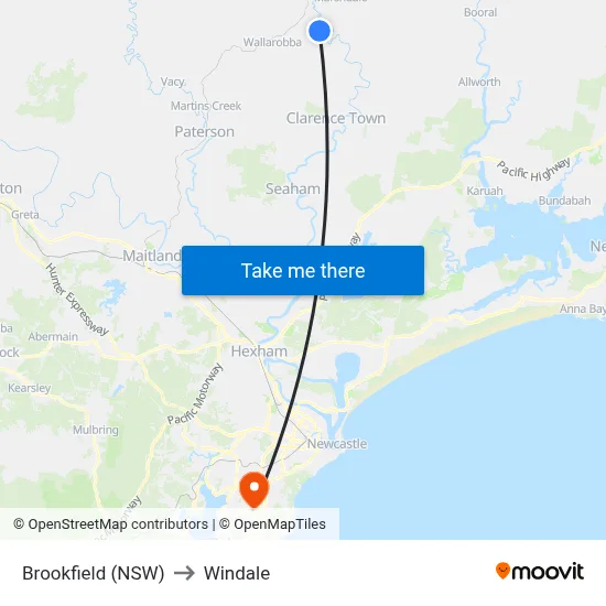 Brookfield (NSW) to Windale map