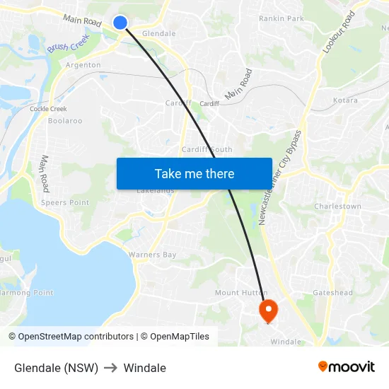 Glendale (NSW) to Windale map