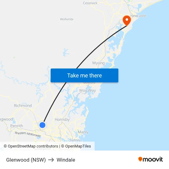 Glenwood (NSW) to Windale map