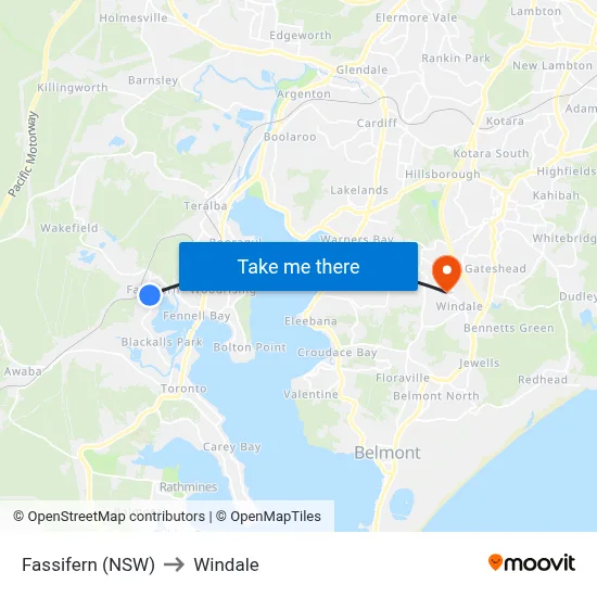 Fassifern (NSW) to Windale map