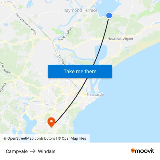 Campvale to Windale map
